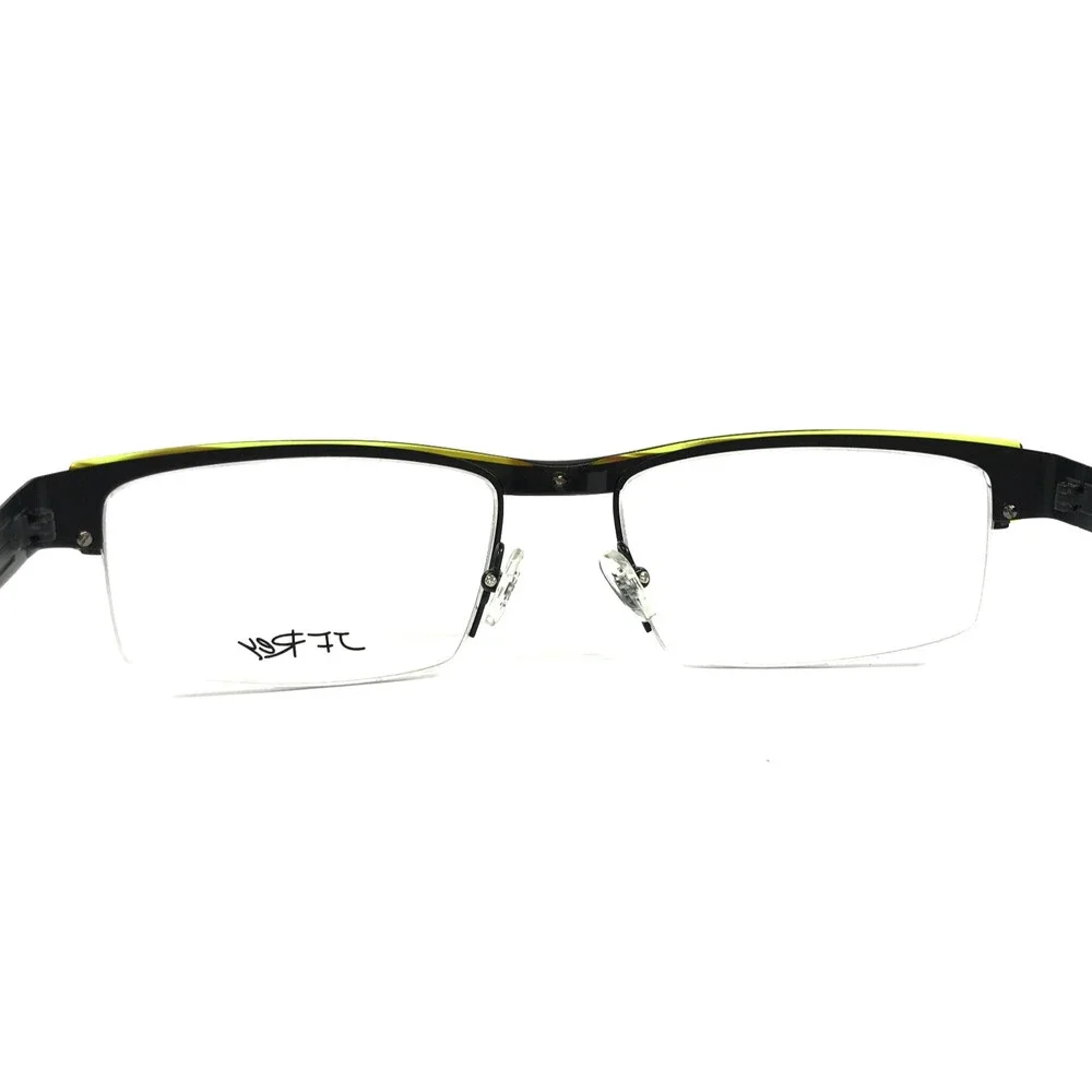 J.F. Rey Eyeglasses Frames JF2550 0040 Matte Black Green Horn Half Rim 55-19-140